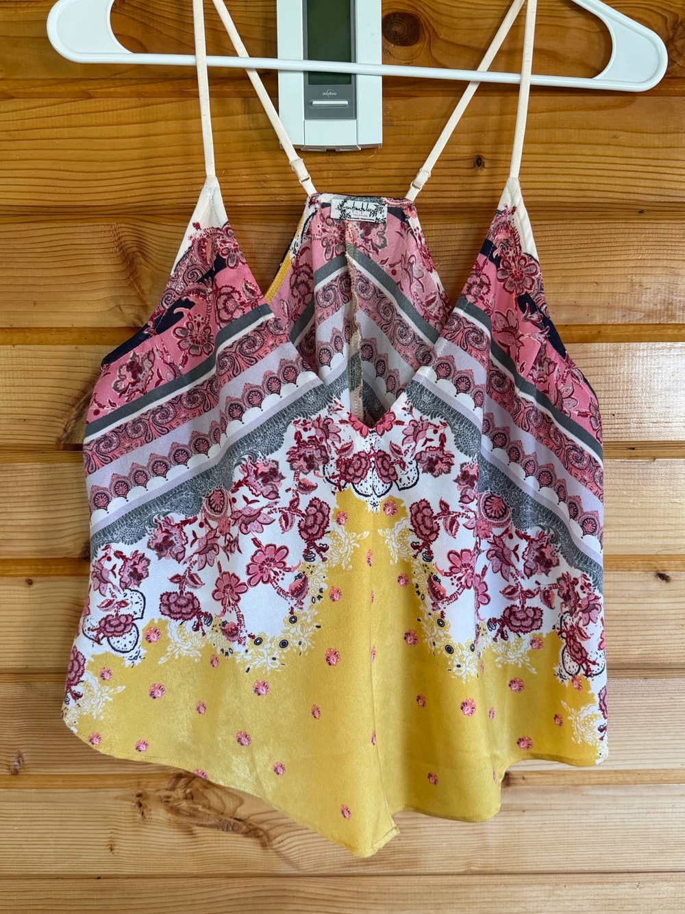 Free People Floral Bandana-Print Spaghetti Strap Tank - Pink & Yellow